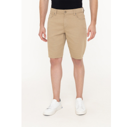 BERMUDA MASCULINA EM SARJA AMACIADA RETA CAQUI AVIATOR - HANGAR 33