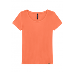 BLUSA BÁSICA CANELADA MANGA CURTA SALMÃO CAMÉLIA - LUNENDER