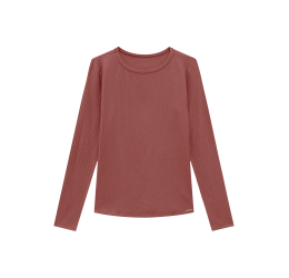 BLUSA BÁSICA CANELADA MANGA LONGA BORDO BATAVO LUNENDER