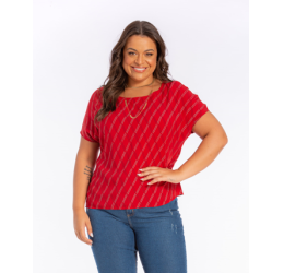 BLUSA BÁSICA CARMIM LOSANGO LISAMOUR