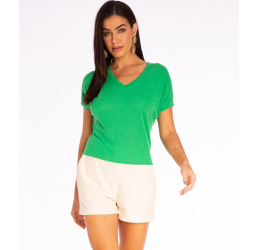  BLUSA BÁSICA VERDE DECOTE V
