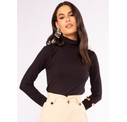 BLUSA CANELADA DE GOLA ALTA - DOCE TRAMA 