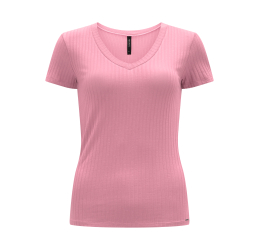 BLUSA CANELADA DECOTE V LUNENDER ROSA PLAZA 
