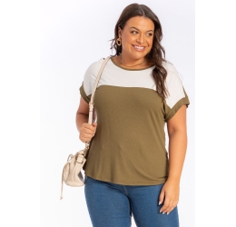 BLUSA COM RECORTE LISAMOUR OLIVA