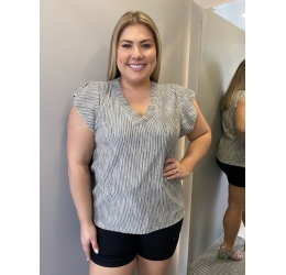 BLUSA EM MALHA LISTRADA LISAMOUR PRETO
