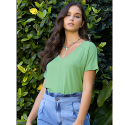 BLUSA EM VISCOCREPE DOCE TRAMA PISTACHE