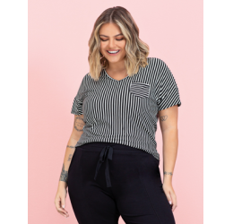 BLUSA LISTRADA EM PRETO/BRANCO LISAMOUR