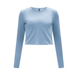 BLUSA MANGA LOGA CROPPED CANELADA AZUL ATALAIA LUNENDER
