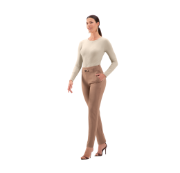 BLUSA MANGA LOGA CROPPED CANELADA BEGE SYSTEM LUNENDER