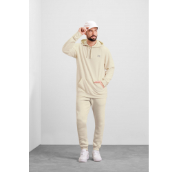 BLUSÃO MASCULINO EM MOLETOM LINO COM CAPUZ BEGE SYSTEM FICO