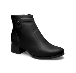 BOTA FEMININA EM COURO CANO CURTO SALTO BLOCO PRETO D2781 - DAKOTA 