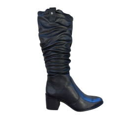 BOTA FEMININA EM COURO CANO LONGO SALTO BLOCO PRETO 346920 - BOTTERO