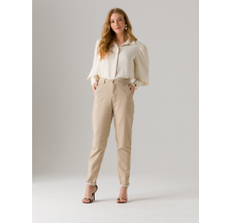 CALÇA SARJA DONNA MOM AREIA - DIVERO