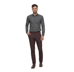 CAMISA ML SLIM FIT TECIDO PLANO CINZA NOTI 77557 - HANGAR 33