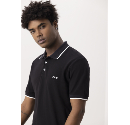 CAMISA POLO MASCULINA MALHA PIQUET PRETO - FICO 