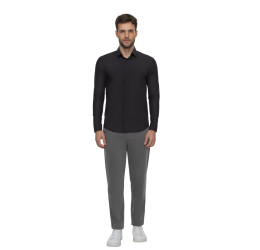 CAMISA SLIM FIT TECIDO POLIAMIDA ML PRETO - HANGAR 33