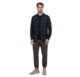 CAMISA SLIM ML FLANELADA MARINHO ACTION 77572 - HANGAR 33 