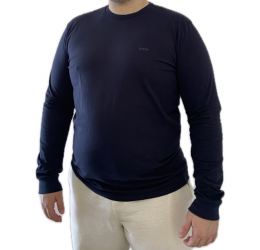 Camiseta Manga Longa Masculina Em Meia Malha Fico Marinho Imperial