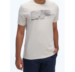 CAMISETA MASCULINA SLIM ESTAMPADA BEGE - OGOCHI