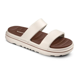 CHINELO SLIDE FEMININO CONFORTÁVEL 2602 OFF WHITE/CARAMELO - BOAONDA 
