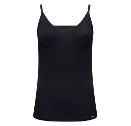 REGATA FEM. CANELADA DE ALÇAS FINAS PRETO 00359 - LUNENDER