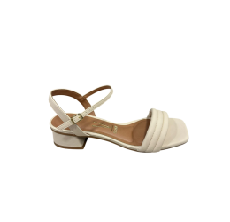 SANDÁLIA FEMININA SALTO BLOCO CONFORTÁVEL CREME 6454.134 - VIZZANO
