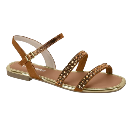 SANDÁLIA RASTEIRA FEM. TIRAS STRASS METALIZADA BRONZE 5435.559 - MOLECA