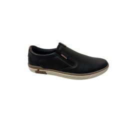 SAPATÊNIS MASCULINO CASUAL EM COURO PRETO/CONHAQUE 119311 - PEGADA 