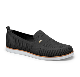 SAPATO FEMININO SLIP PN EM KNIT EXTRACONFORTO PRETO - DAKOTA 