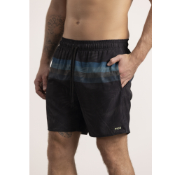 SHORTS ESTAMPADO COM BOLSO TACTEL PRETO/AZUL 38009 - FICO 