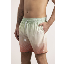 SHORTS ESTAMPADO COM BOLSO TACTEL VERDE/LARANJA - FICO 