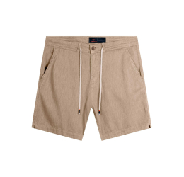 SHORTS SARJA MASCULINO JOGGER EFEITO LINHO BEGE PANAMA - HANGAR 33
