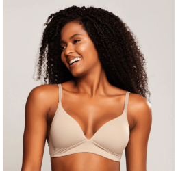 SUTIÃ COM BOJO TRIANGULAR DECOTE MICROFIBRA BEAUTY AVELÃ - ESTILO NATURAL