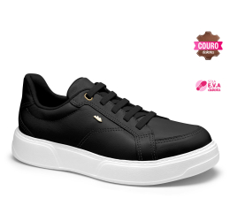 TÊNIS CASUAL LEVE EM COURO PRETO G9522 - DAKOTA