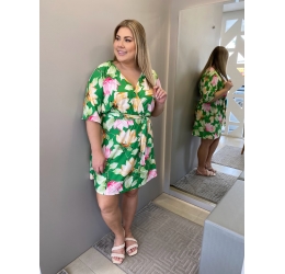 VESTIDO CURTO FLOWERS VERDE